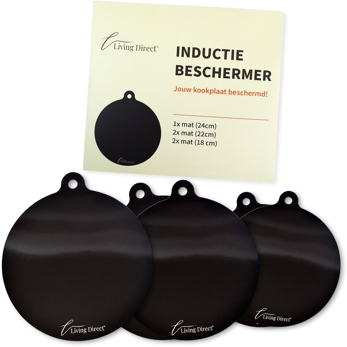 Living Direct Inductie Beschermer - 5 Stuks - Inductie Matjes Rond - Kookplaat Beschermer - Panbeschermers - Afdekplaat Inductie - Hittebestendig tot 280 ºC
