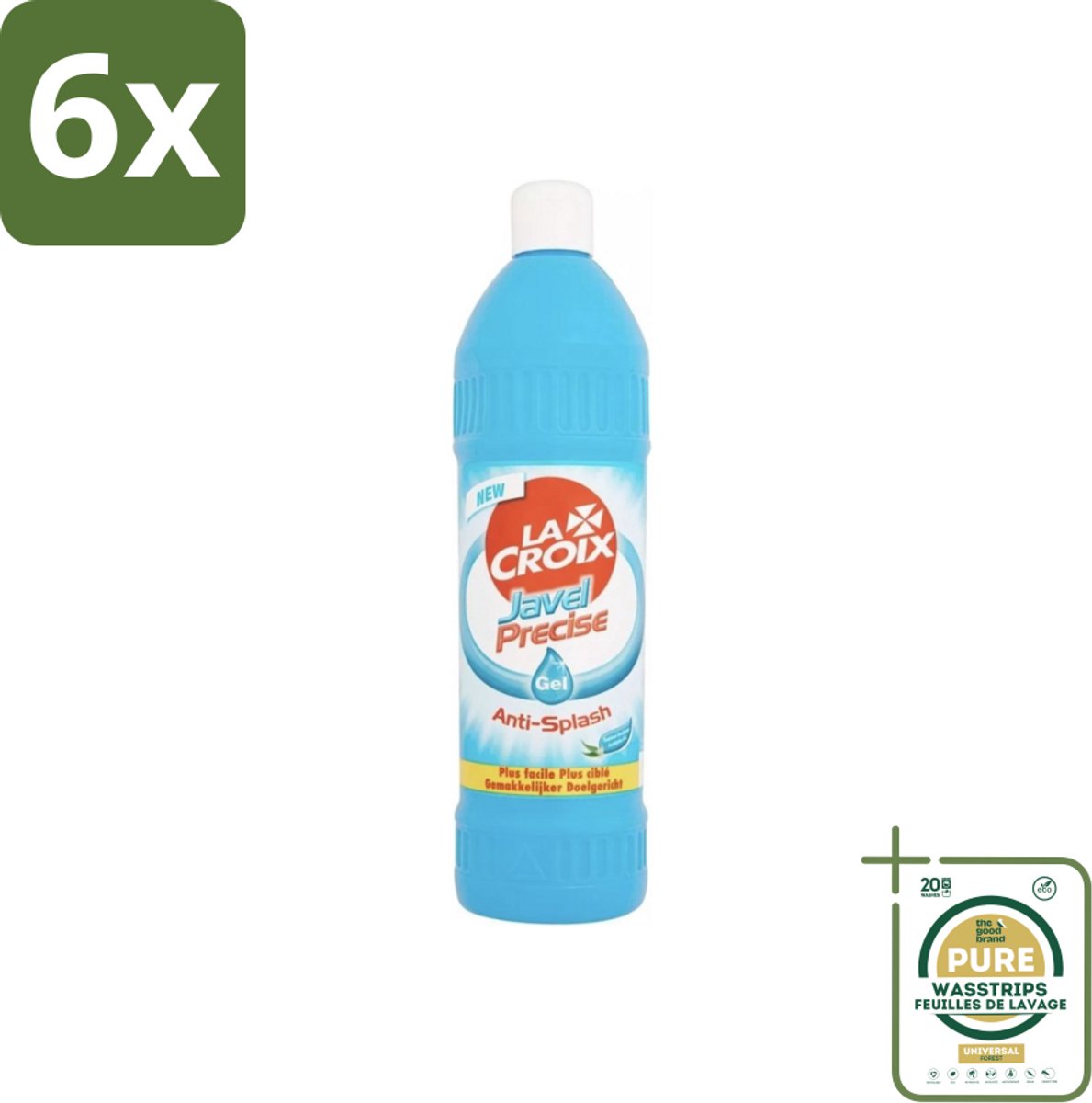Javel Precise - Anti-Spat - Gel - Eucalyptus - Fris - Bleek - 750 ml - Voordeelverpakking - 6 stuks - Gel - Eucalyptus