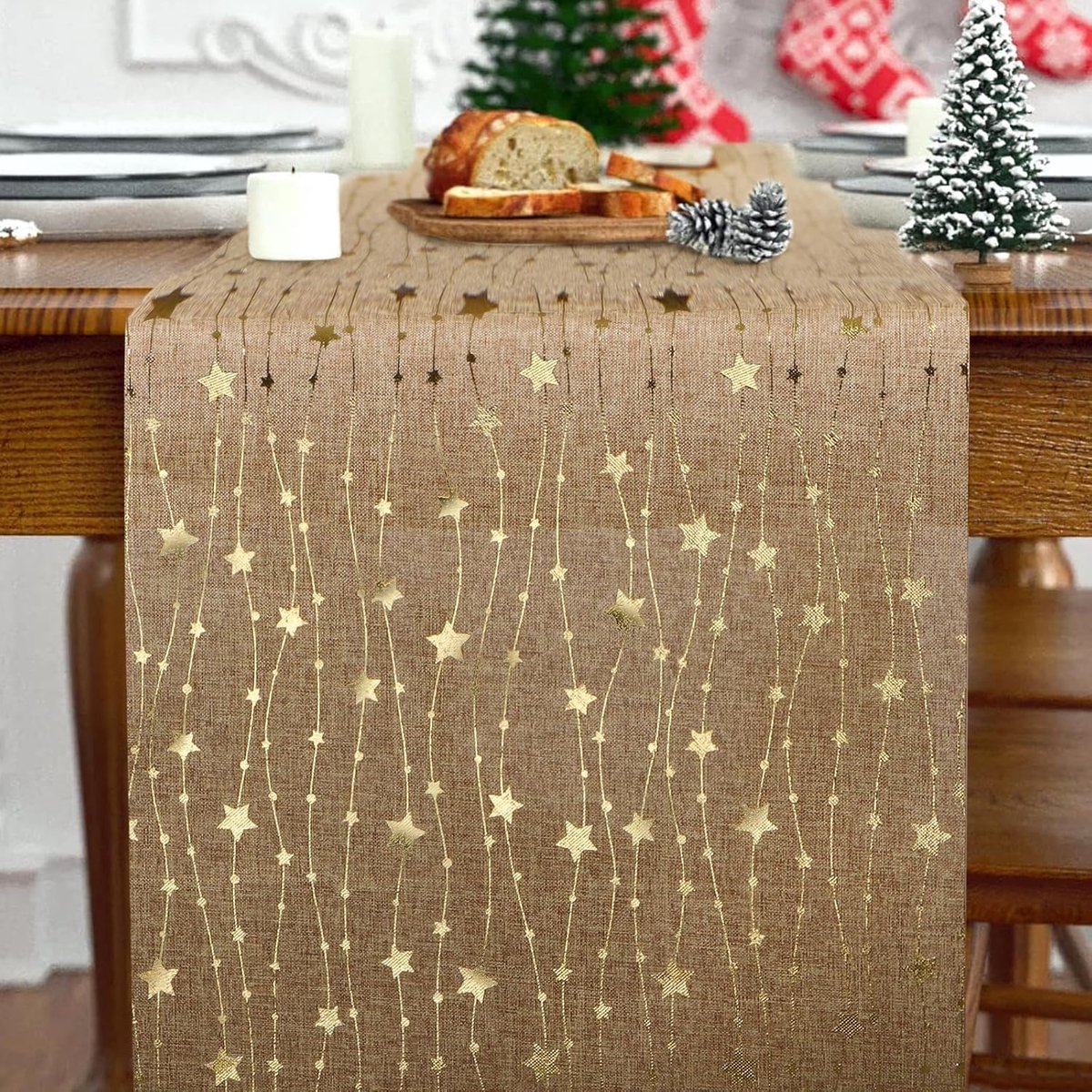 Kerst tafelkleed - Kerst tafelloper - kerstdecoratie voor binnen - kersttafelloper - tafelkleed - kerstdecoratie woonkamer - kerstdecoratie tafel - kerst decoratie - Kerst tafelkleden - 28cm*2.75m - Goud