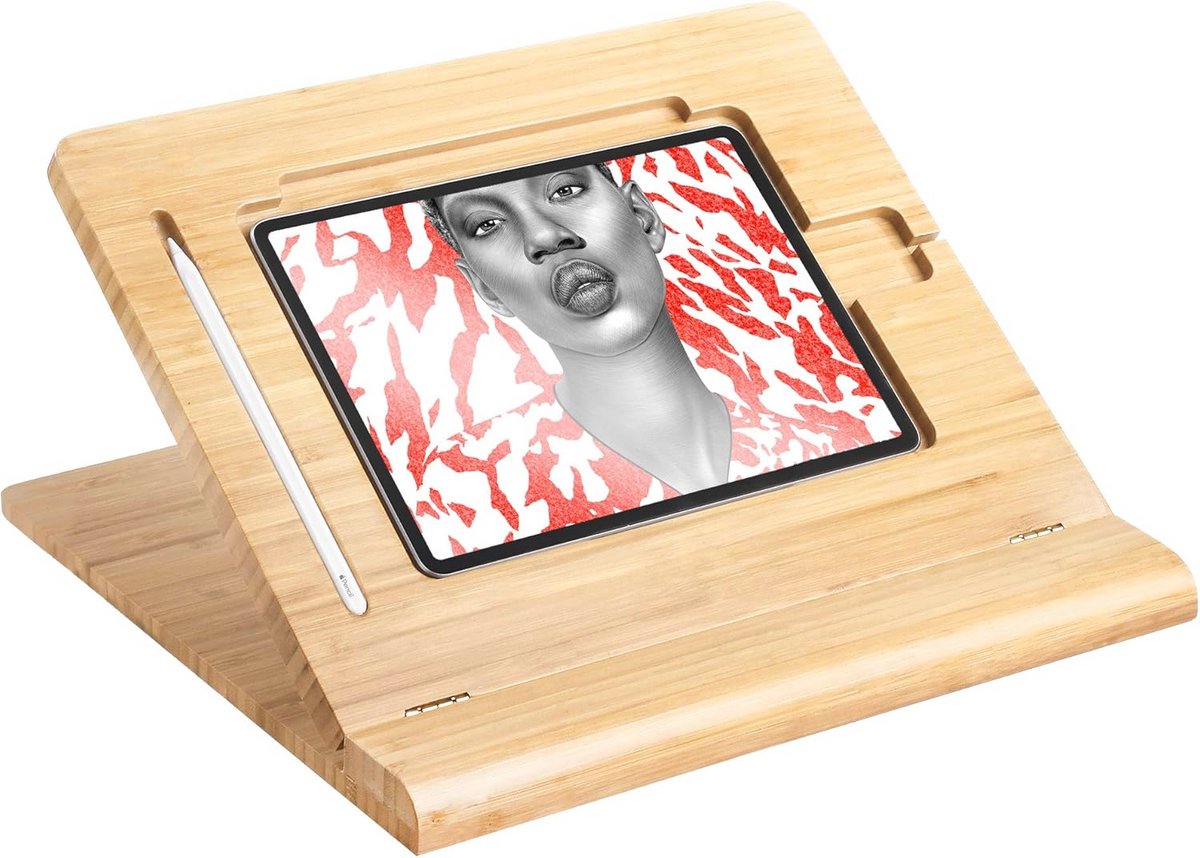 Verstelbare Bamboe Tablet Stand voor iPad met Multi-Hoek Ontwerp