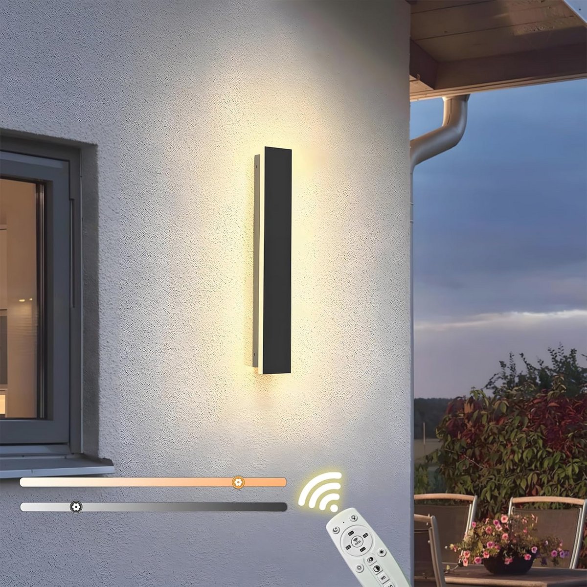 Dimbare LED-wandlamp voor buiten - Waterdicht en stijlvol design, 8W, afstandsbediening
