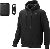 Verwarmde Sweatshirt Hoodie voor Mannen en Vrouwen, Unisex Verwarmde Jas Met 7.4V 16000mAh Opladbare Accu, 5 Verwarmingsgebieden, 3 Temperatuursinstellingen, 4-8 Uur Warmte, Ideaal voor Winter Buitenactiviteiten, Zwart