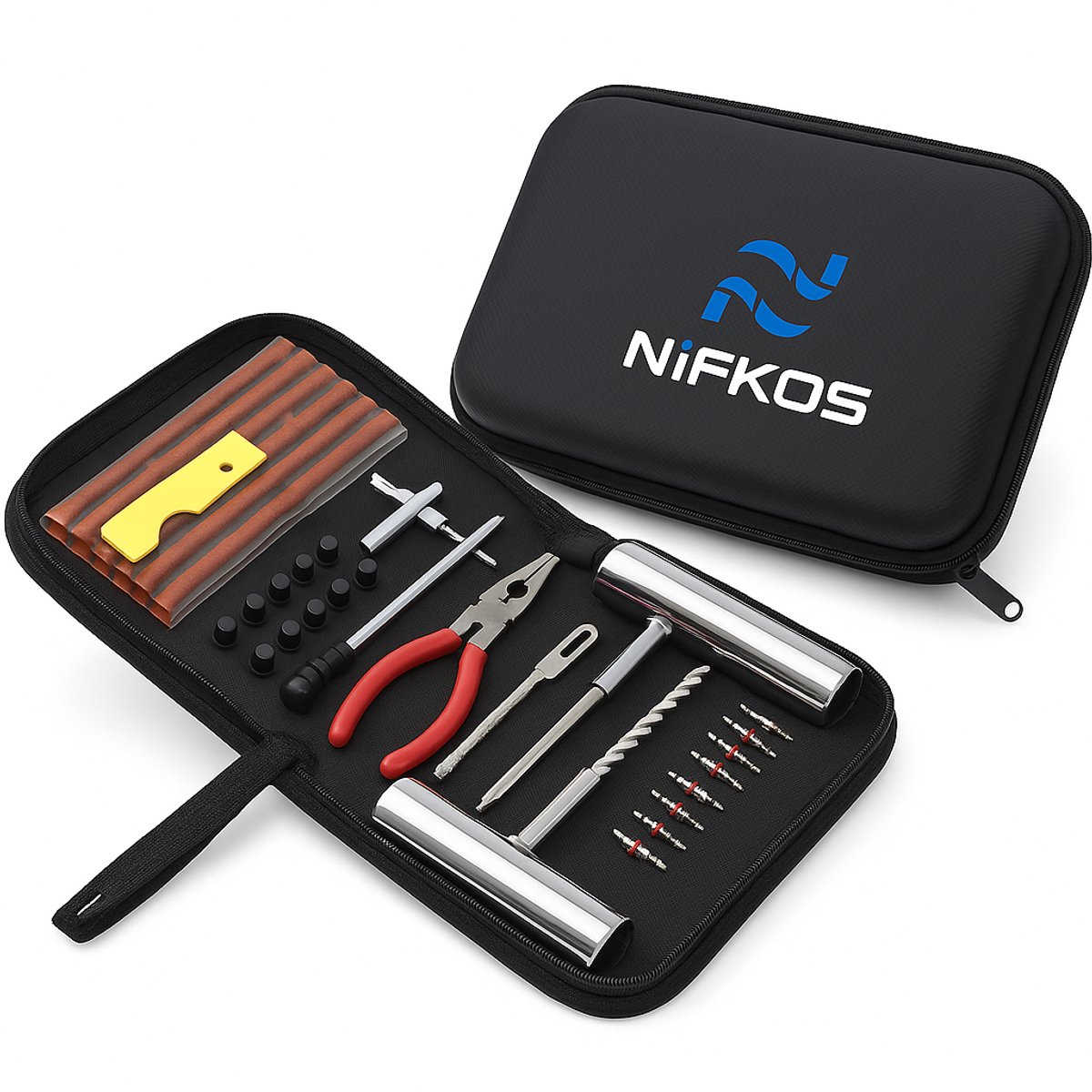 Nifkos - Premium Bandenreparatieset 46 delig - Motor - Bandenreparatieset – Banden reparatieset - Reparatie set Banden - voor auto - bestelwagen - motorfiets - kofferbak