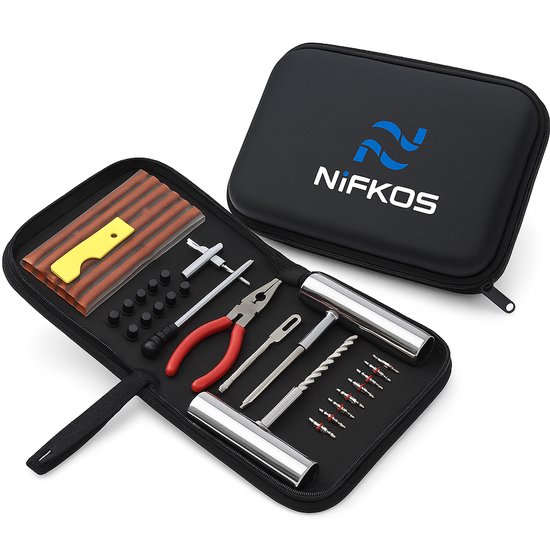 Nifkos - Kit de réparation de pneus - Moto - Kit de réparation de pneus - Kit de réparation de Liserés - Kit de réparation Liserés - pour voiture - fourgon - moto - coffre