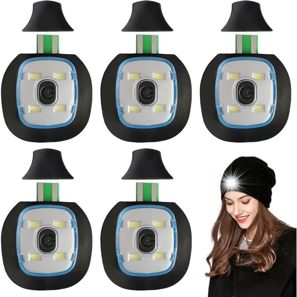 GELLDG 5 stuks LED-lampjes - Vervangende hoedenlamp - Waterdichte lamp - Oplaadbaar - LED-vervangingslamp voor hoeden met verlichting - Wit licht