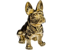 Atmosphera Beeldje Franse Bulldog hond - 22 cm - keramiek - goud - honden beeld - decoratie