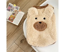 Hondentrui - Geschikt voor kleine tot middelgrote honden en katten - Comfortabele winterwollen trui - Puppy Bear Pluche Jas - Warme kleding voor koud weer (Abrikoos, maat M)
