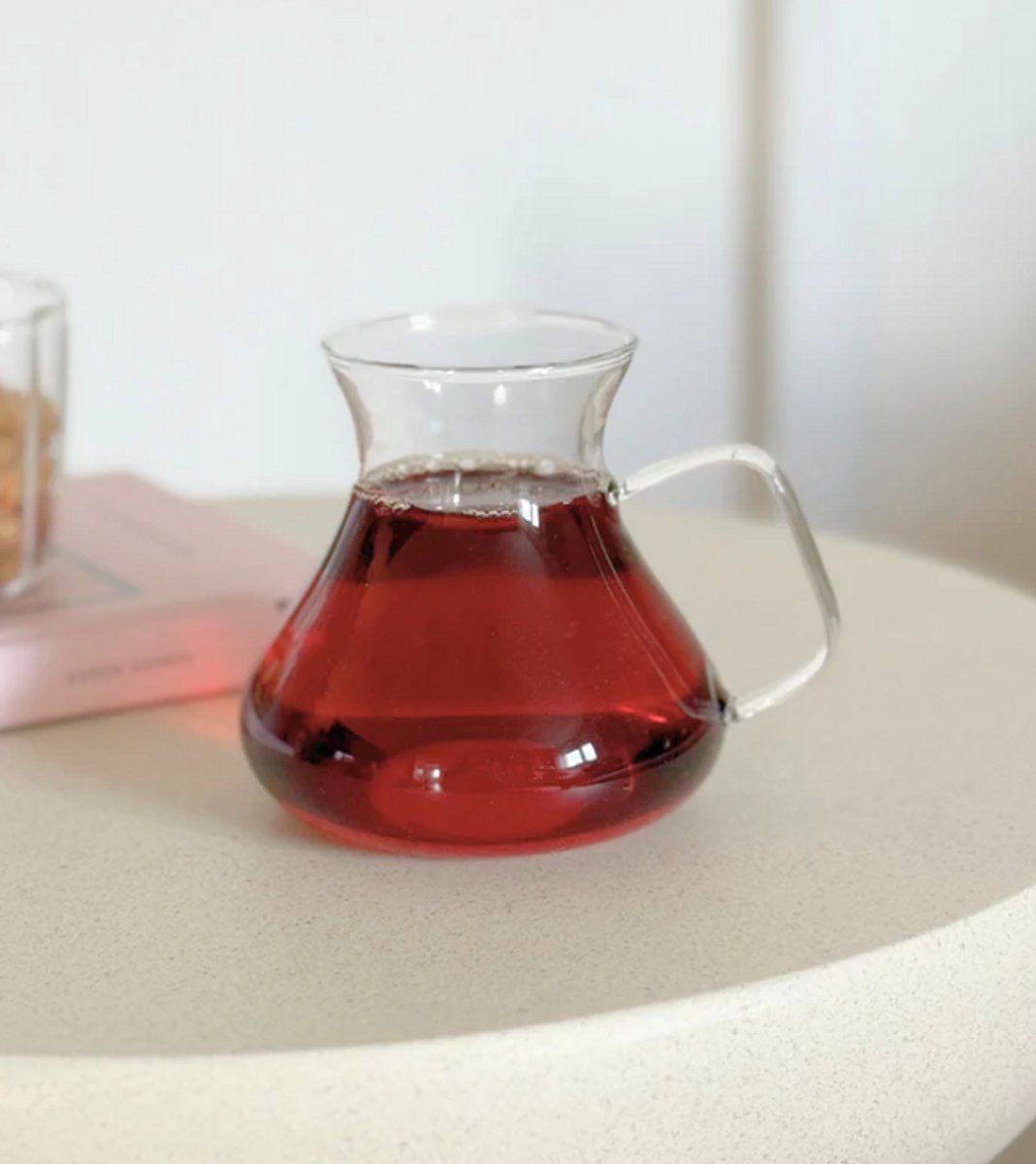 Zoha Tombik Henkel Theeglazenset – 6 stuks – 215 ml – Hittebestendig Borosilicaatglas – Elegant Bolvormig Design