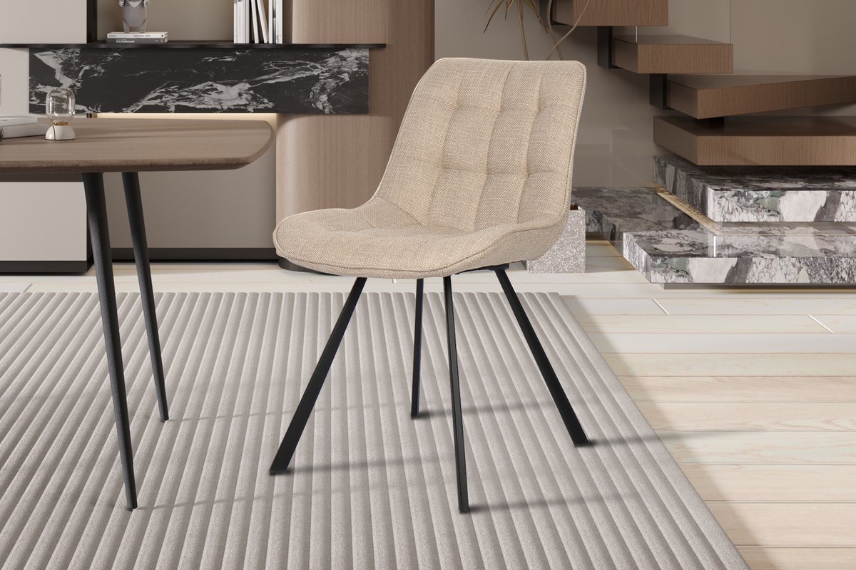 Eetkamerstoel Ariba met metalen poten - beige