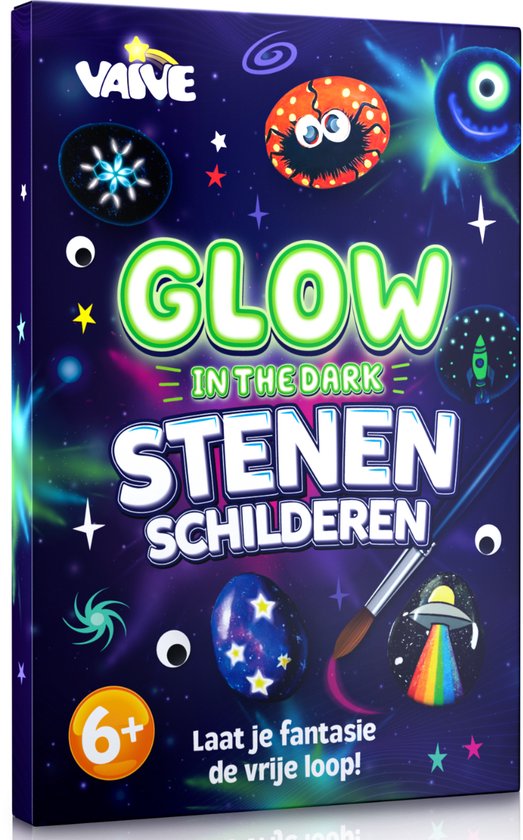 Vaive Stenen Schilderen 61-delig – Glow in the Dark Happy Stones – Knutselen - Knutselset voor Meisjes & Jongens - Knutselpakketten