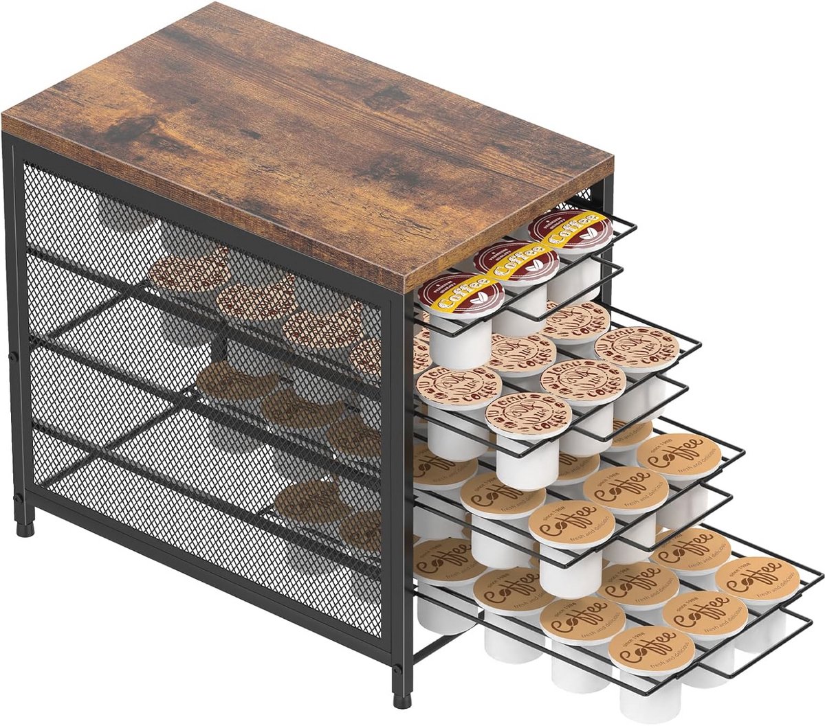Koffiepadhouder met 4-laags ontwerp voor georganiseerde koffieopslag, 72 pods capaciteit