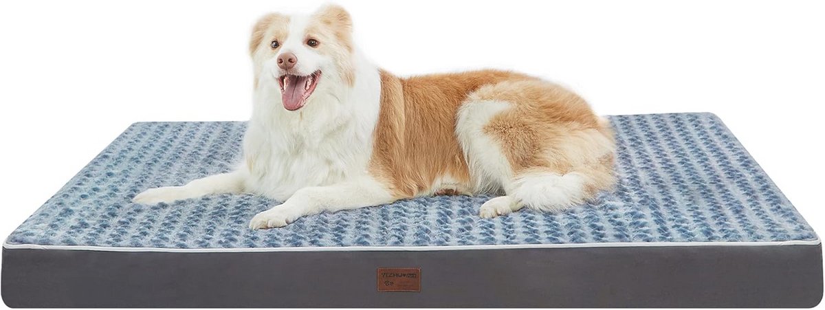 Duurzaam hondenbed voor grote honden - Orthopedische matras met dikke schuim en wasbare pluche hoes