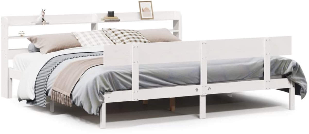 Tweepersoonsbed | Dubbelbed | Volwassenenbed | Bedframe zonder matras massief grenenhout wit 180x200 cm