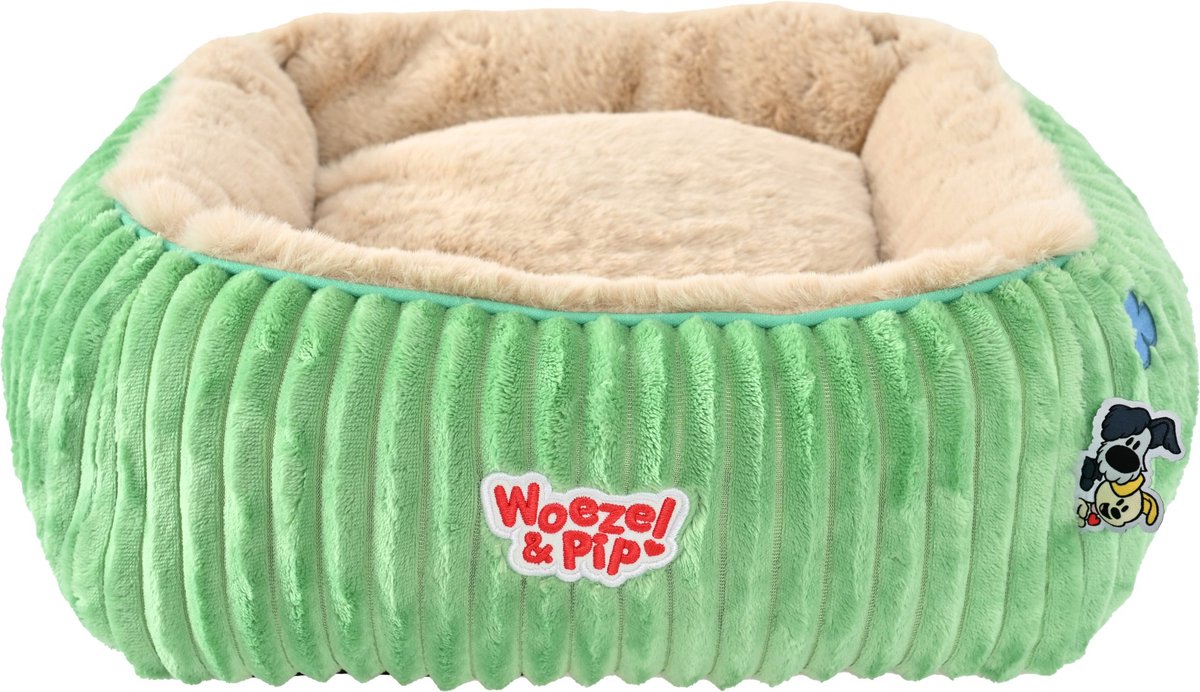 Woezel & Pip divan corduroy vierkant groen 40cm