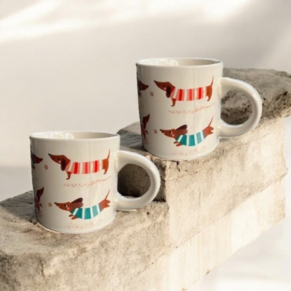 Teckel - set van 2 teckelmokken - teckelmok - teckel mok - teckel print - hond