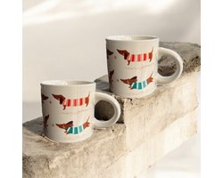 Teckel - set van 2 teckelmokken - teckelmok - teckel mok - teckel print - hond
