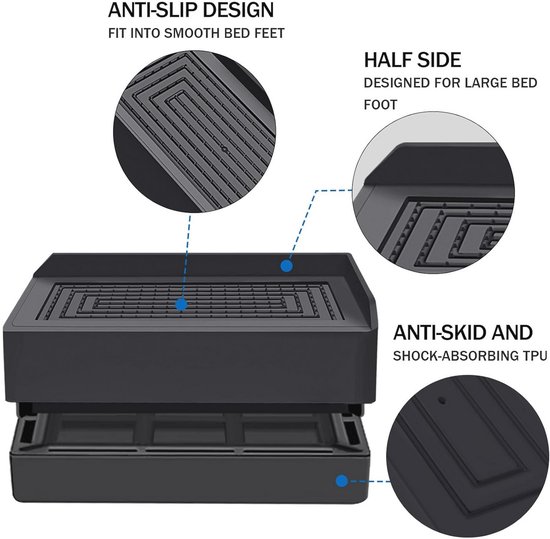 Verstelbare Meubelverhogers voor Bed, Tafel en Bank - Zware Steun 1 lbs (4 Stuks, Zwart) van Merkloos — afbeelding 3