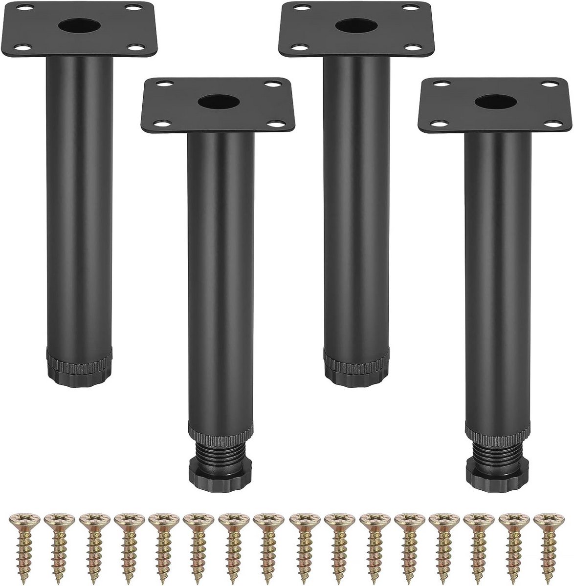 Verstelbare Meubelpoten 15 cm - Set van 4 Zwarte Metaal Poten voor Meubilair