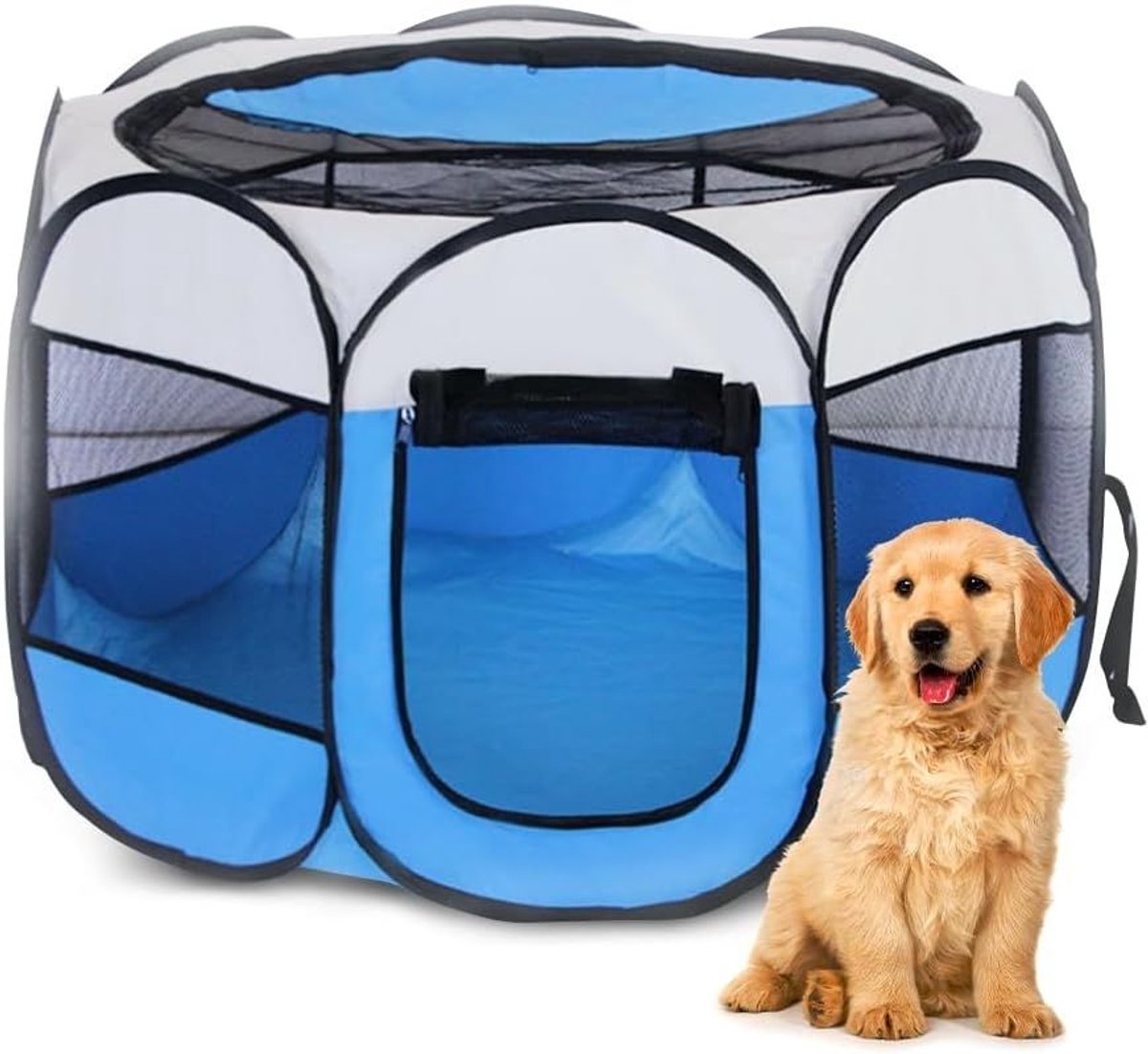 SNJY® Puppyren - Hondenren - Hondenkennel - 74 x 74 x 43 cm - Blauw