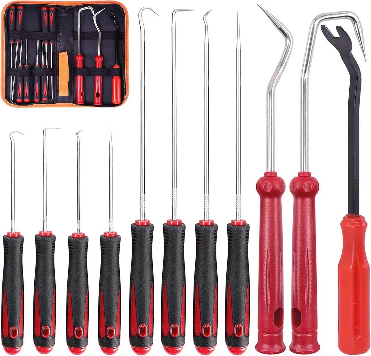 Heavy Duty Haak Tool Set - 11 Stuks, Ergonomische Handvatten, Ideaal voor Automotive Onderhoud
