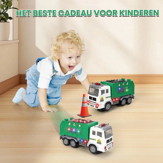 Interactieve Afvalwagen Speelgoed - Licht en Geluid Vuilniswagen met 4D Verlichting - Beweegbare Stuurzuil en Realistische Geluiden - Educatief Rijden en Leren Speelgoed voor Kinderen 1-3-5 Jaar - Ideaal Cadeau voor Jongens en Meisjes van Merkloos — afbeelding 3
