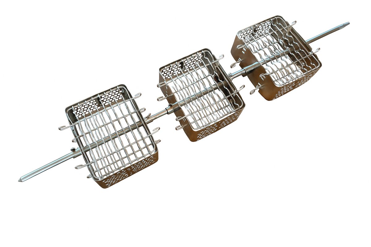 BBQNOVATION RVS Klemmandje voor Draaispit – Platte Rotisserie Mand – Compact Formaat – Geschikt voor BBQ & Spit - Levering per Stuk