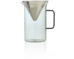 AdHoc Pour Over Koffiezetter Impact - 600 ml - Incl. Permanent RVS Filter - Mondgeblazen Glas - Grijs