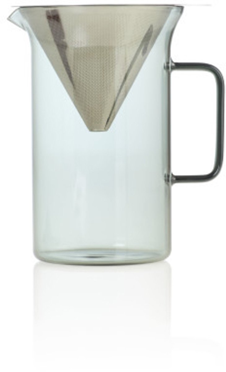 AdHoc Pour Over Koffiezetter Impact - 600 ml - Incl. Permanent RVS Filter - Mondgeblazen Glas - Grijs