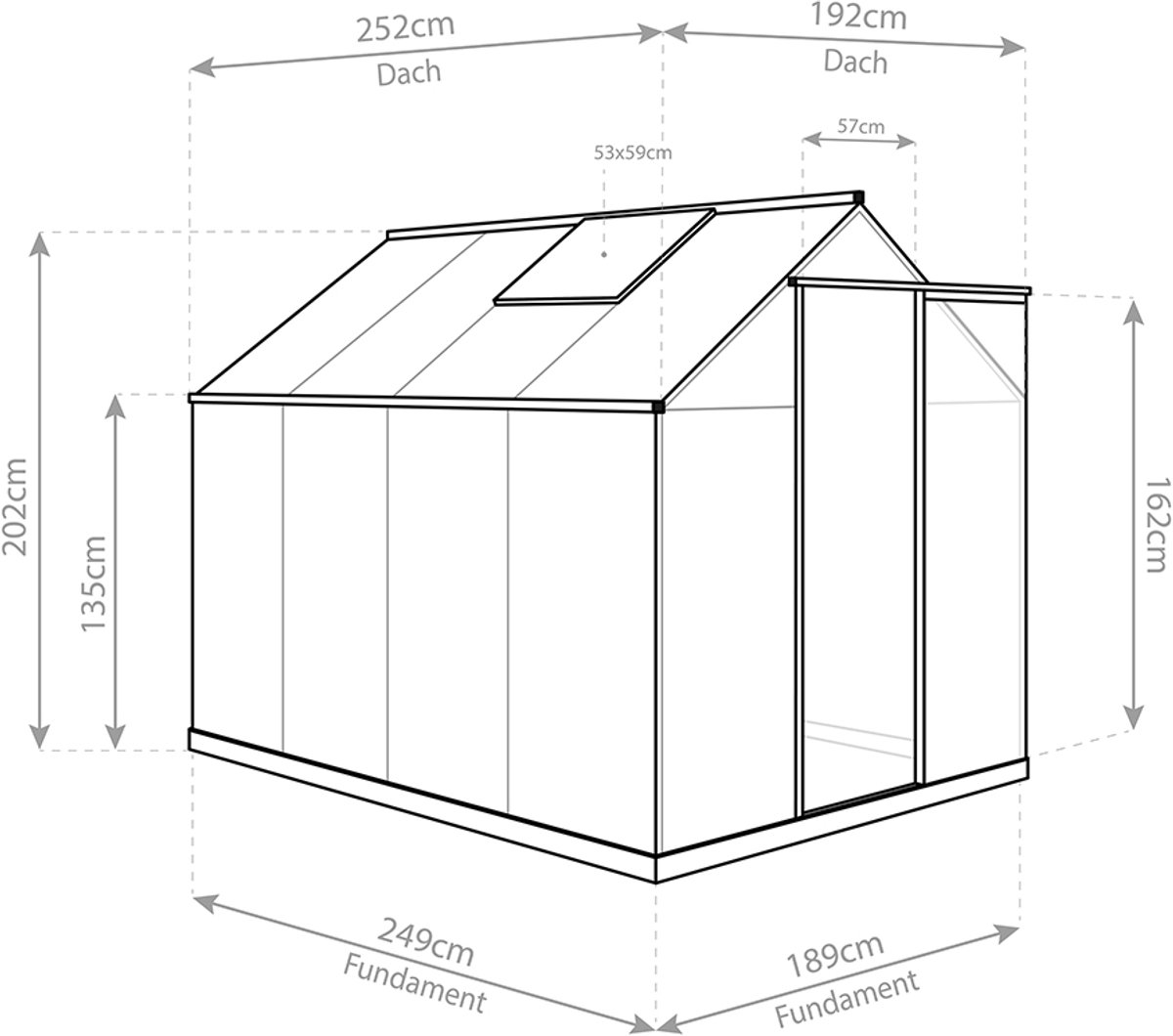 Westmann Greenhouse Flora 68 - 252 x 192 x 201 cm - Silver