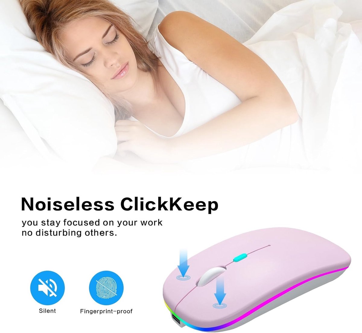 Ntech - Muis Draadloos - Draadloze Muis Laptop Roze thumbnail 6