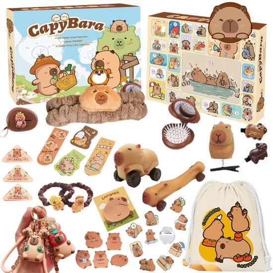 Namajunas - Capibara Adventskalender 2025 - Kerstversiering - Capybara Knuffe - Cadeau voor kinderen