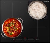 Inventum IKI6035 inbouw inductiekookplaat 60 cm - 1- of 2-fase - 4 kookzones - Bridgefunctie - Boost - Timer - Kinderslot - Facetrand voorzijde - Elektrische kookplaat 4 pits - Zwart