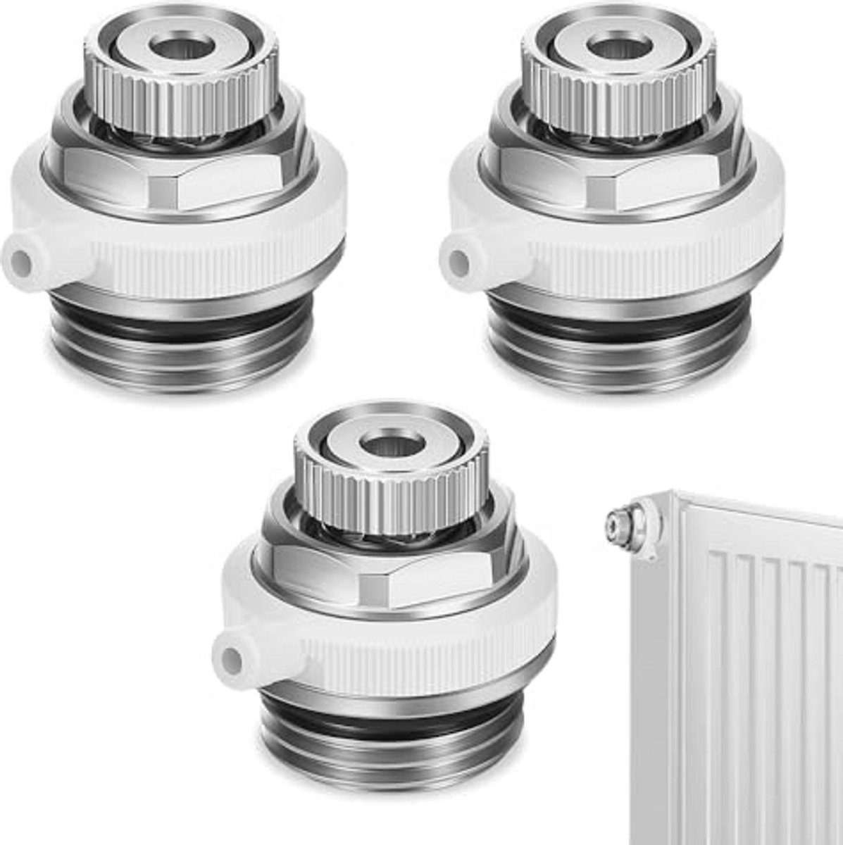 Automatische Ontluchtingsventielen Set - 3 Stuks voor Radiatoren | 1/2 Inch Ventiel, Geluidsarm en Efficiënt Verwarmen