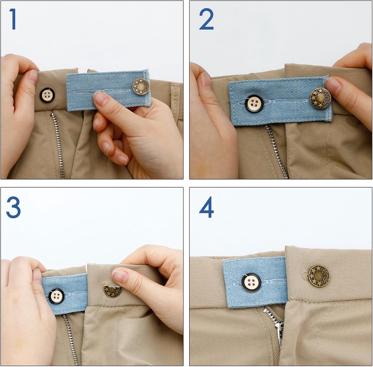 Set van 8 knoopverlengers voor jeans en pantalons, verstelbare tailleverlenger, broekverlenger, 8,5 x 3,5 cm, voor mannen en vrouwen, zwangerschapsbroeken, rokken — cadeau in Cadeau-ideeën - foto 4