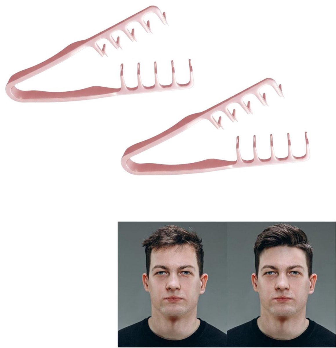 2 stuks - Haarstylingkam - Hoge kam - Geschikt voor krullend en dik haar - Ideaal voor het touperen van kapsels 19 cm (roze)