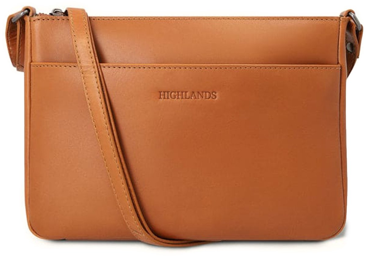 Highlands Leather Caledonia Crossbody Tas – Premium Leren Schoudertas – Handgemaakt & Duurzaam – Compact, Tijdloos & Comfortabel – Cognac