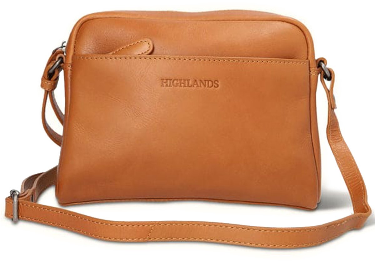 Highlands Leather Elgin Shoulder Bag – Premium Leren Schoudertas – Handgemaakt & Duurzaam – Compact, Elegant & Functioneel – 23x17x7 cm – Cognac