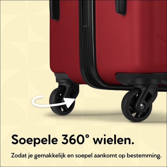 BHPPY Handbagage koffer 53x35x20cm - Handbagage trolley 33L - Lichtgewicht koffer 2.6kg - Reiskoffer met cijferslot - Rood