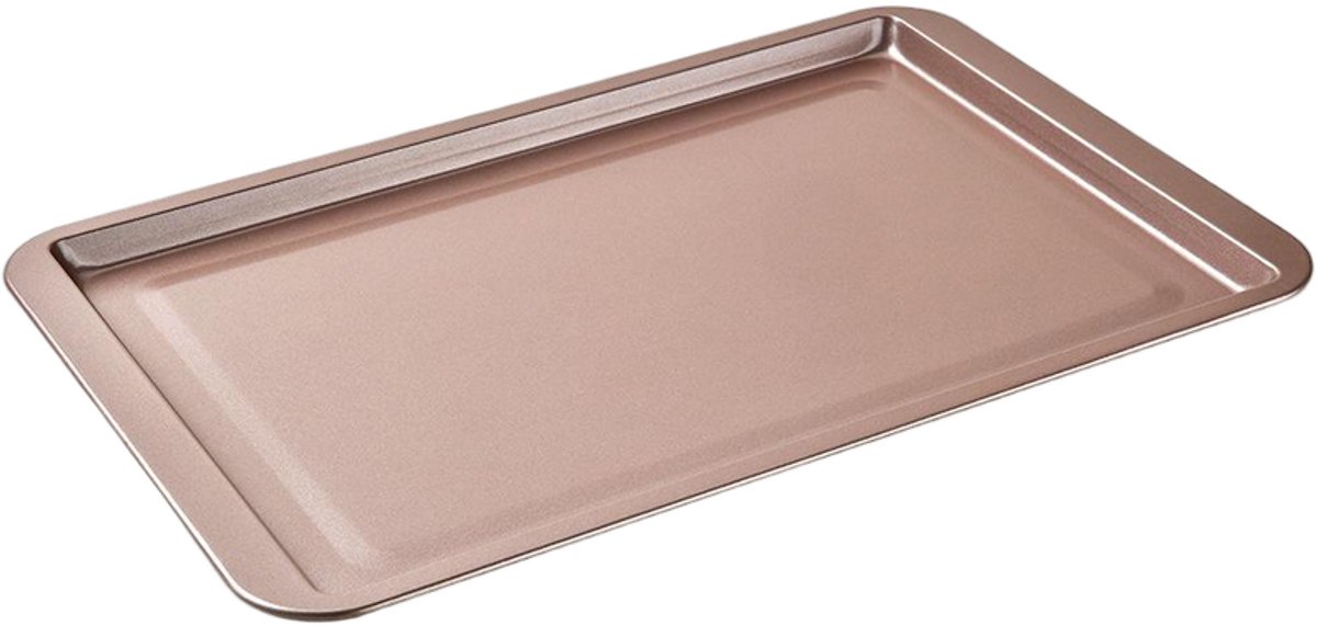 Bakvorm met rand – Zilveren bovenkant – Gecoat staal – 43*28 cm – Roségoud