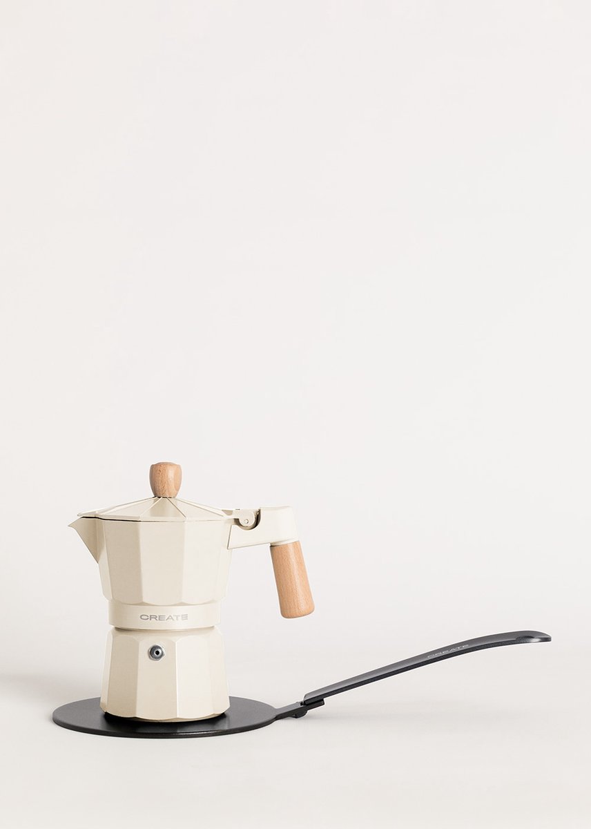 CREATE - Italiaanse koffiezetter - Gebroken wit - Met inductieadapter - 6 kopjes / 350ml - THERA MOKA RETRO