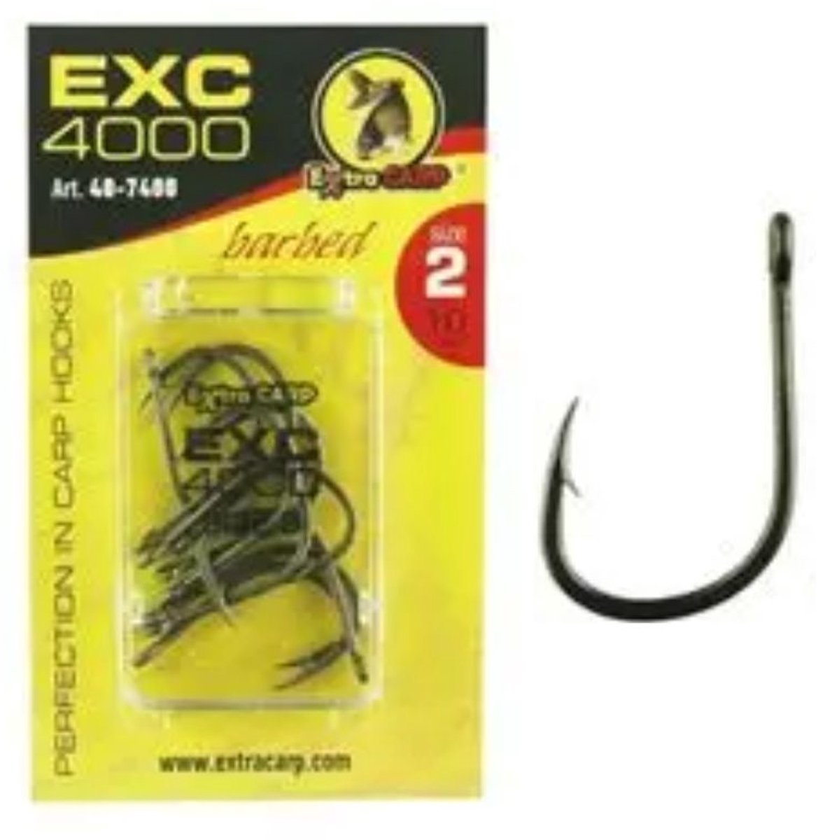 EXC '4000' Karper Haken - Haakmaat #6 - 10 stuks - Barbed - Karper Haak - Carp Hooks - voor Karper Onderlijnen
