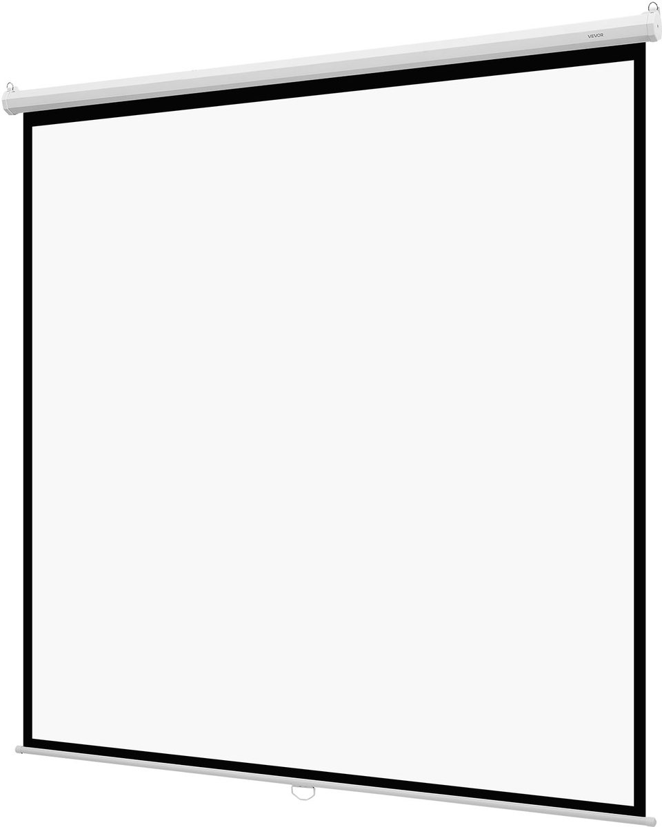 VEVOR Handmatig projectiescherm, 120 inch 1:1 4K 1080 HD, intrekbaar projectiescherm, aan de muur bevestigde filmprojectie met trekkoord, draagbaar oprolbaar scherm voor thuisbioscoop