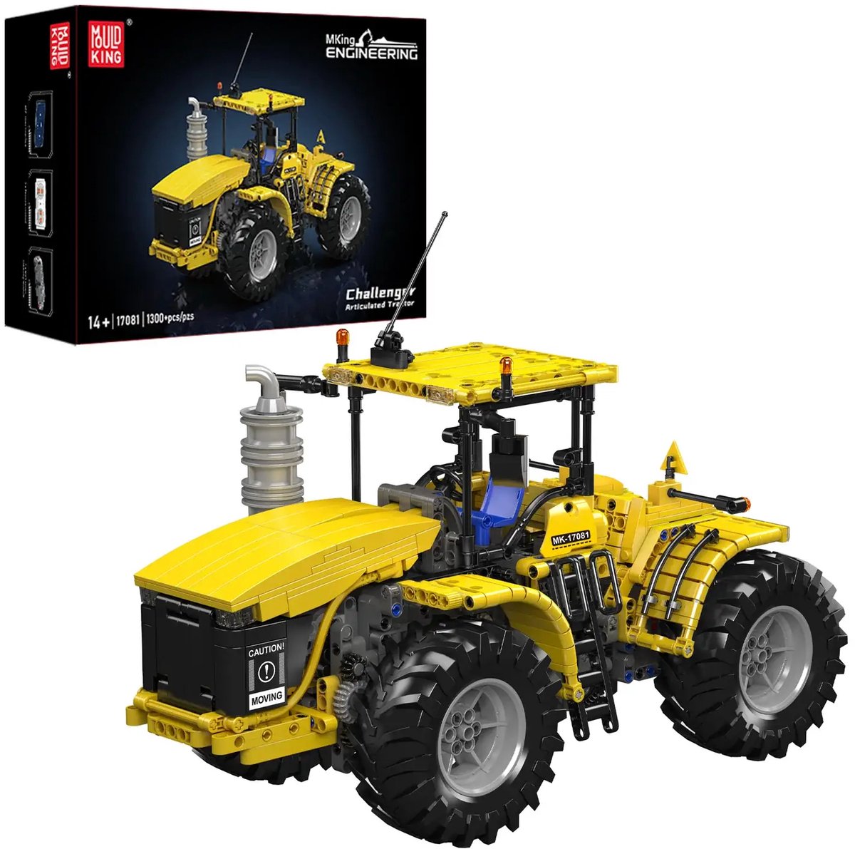 Mouldking 17081 - Tractor - RC - Geel - 1300 onderdelen - Bouwset - Past op bekende merken