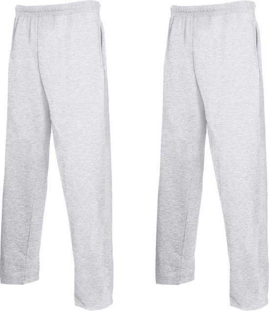 Lot de 2 pantalons de jogging Fruit of the Loom pour homme, coupe droite - Pantalon d'entraînement pour homme - Grijs (taille L) avec 2 Épingles à linge TLRGolf incluses
