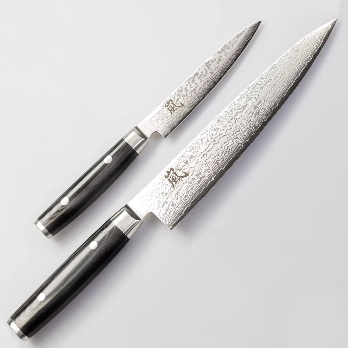 Yaxell Ran Messenset – Giftset – 2-delig – Koksmes 20 cm & Universeelmes 12 cm – 69 Lagen Damaststaal – VG10 Staal – 61 HRC – Canvas-Micarta Heft