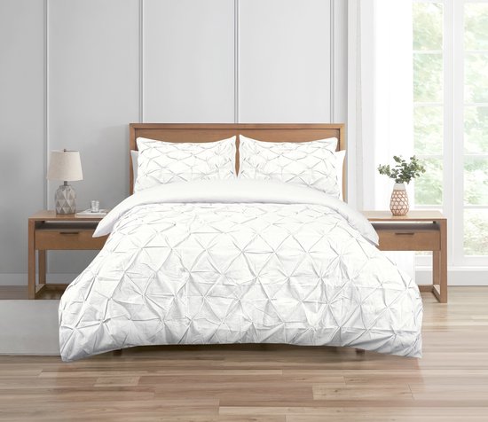 DJY Beige Beddengoedset Tweepersoonsformaat 3 STUKS - Effen Geplooid