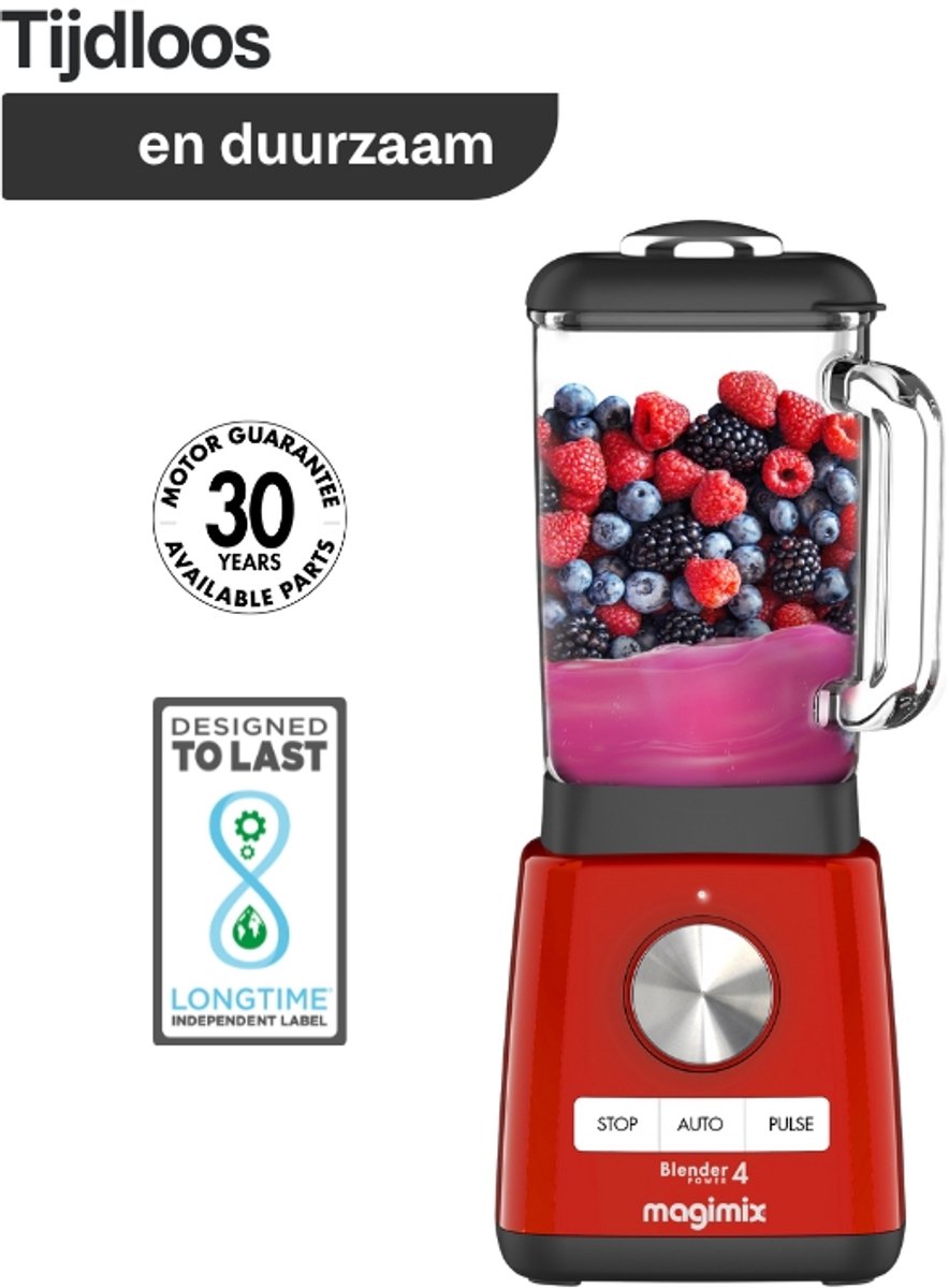 Magimix Power Blender - Smoothie Maker 1,8 Liter - Ice Crusher - Rood – foto 3