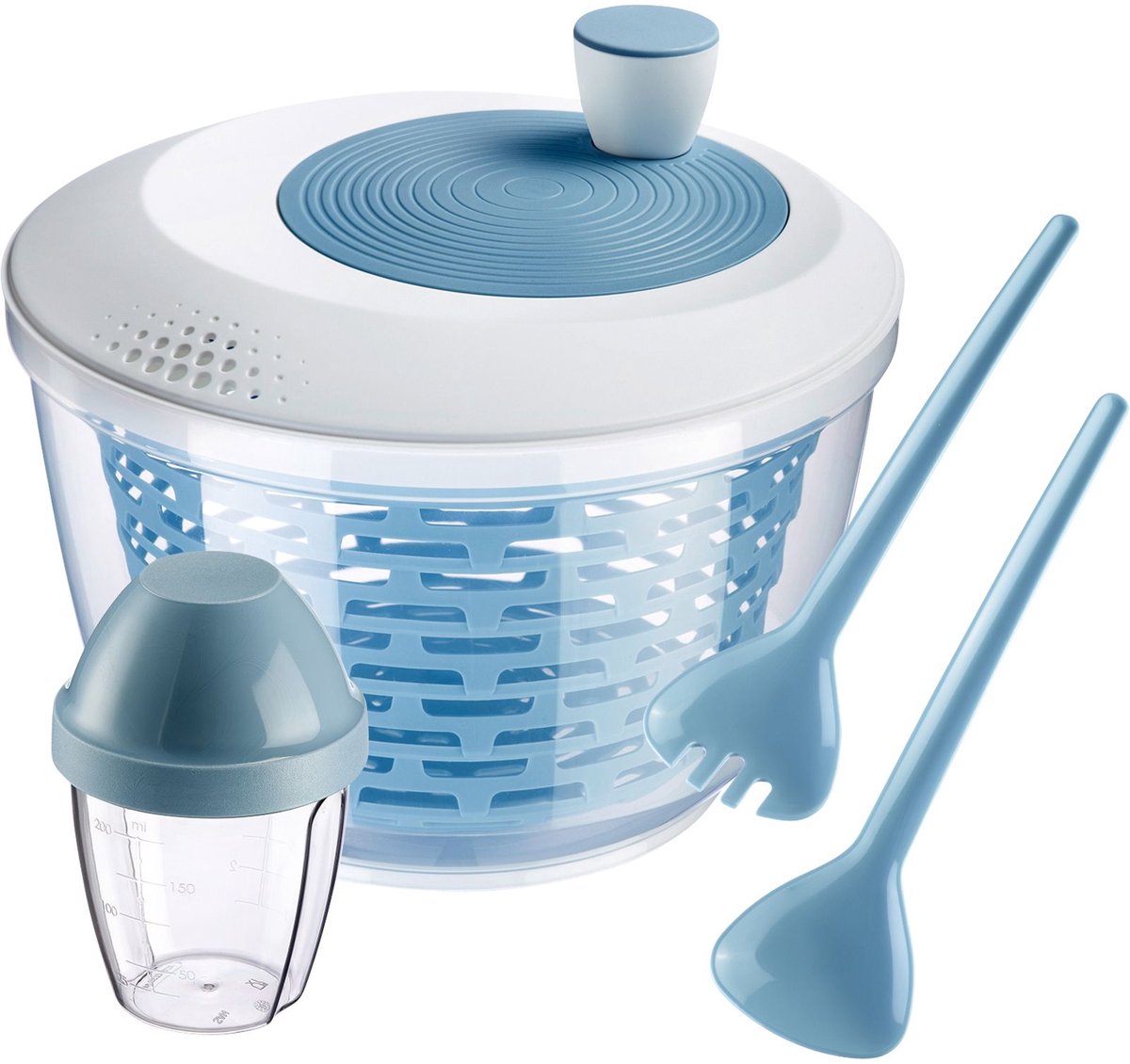 Westmark Saladeset, blauw, slacentrifuge, bestek & shaker, 2430AO6B