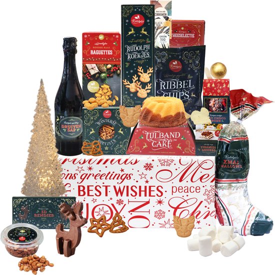 Coffret de Noël « L'Heure de Noël » - Avec sapin de Noël LED et divers délicieux produits de Noël