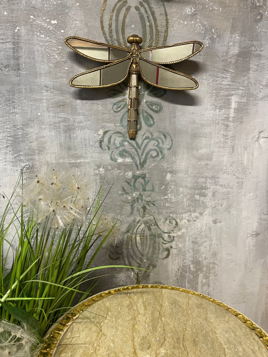 GoldenHome Artis - Muurspiegel - Libelle Vorm - Gouden Kleur - Art Nouveau Stijl